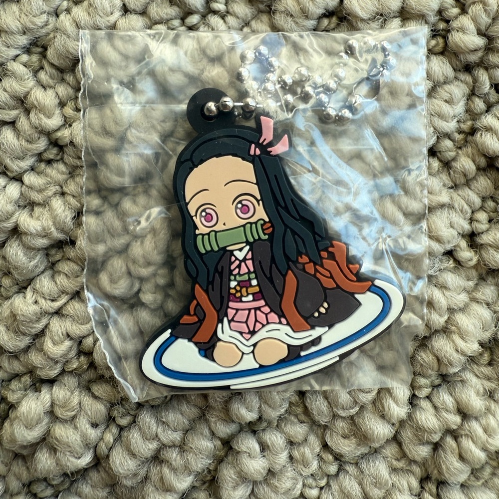 Nezuko Kamado Demon Slayer Rubber Keychain 1.5x1.5 inches